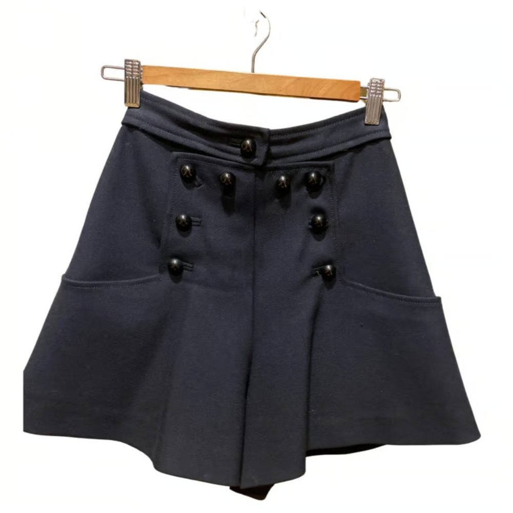 Isabel Marant Black High Waisted Button Shorts